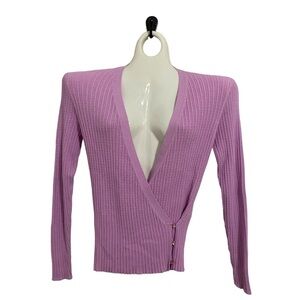 LOFT Lilac Ribbed V-Neck Wrap Sweater